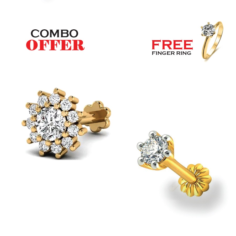 1 Stone & 13 Stone (Combo) Nosepin with Gemstone Finger Ring